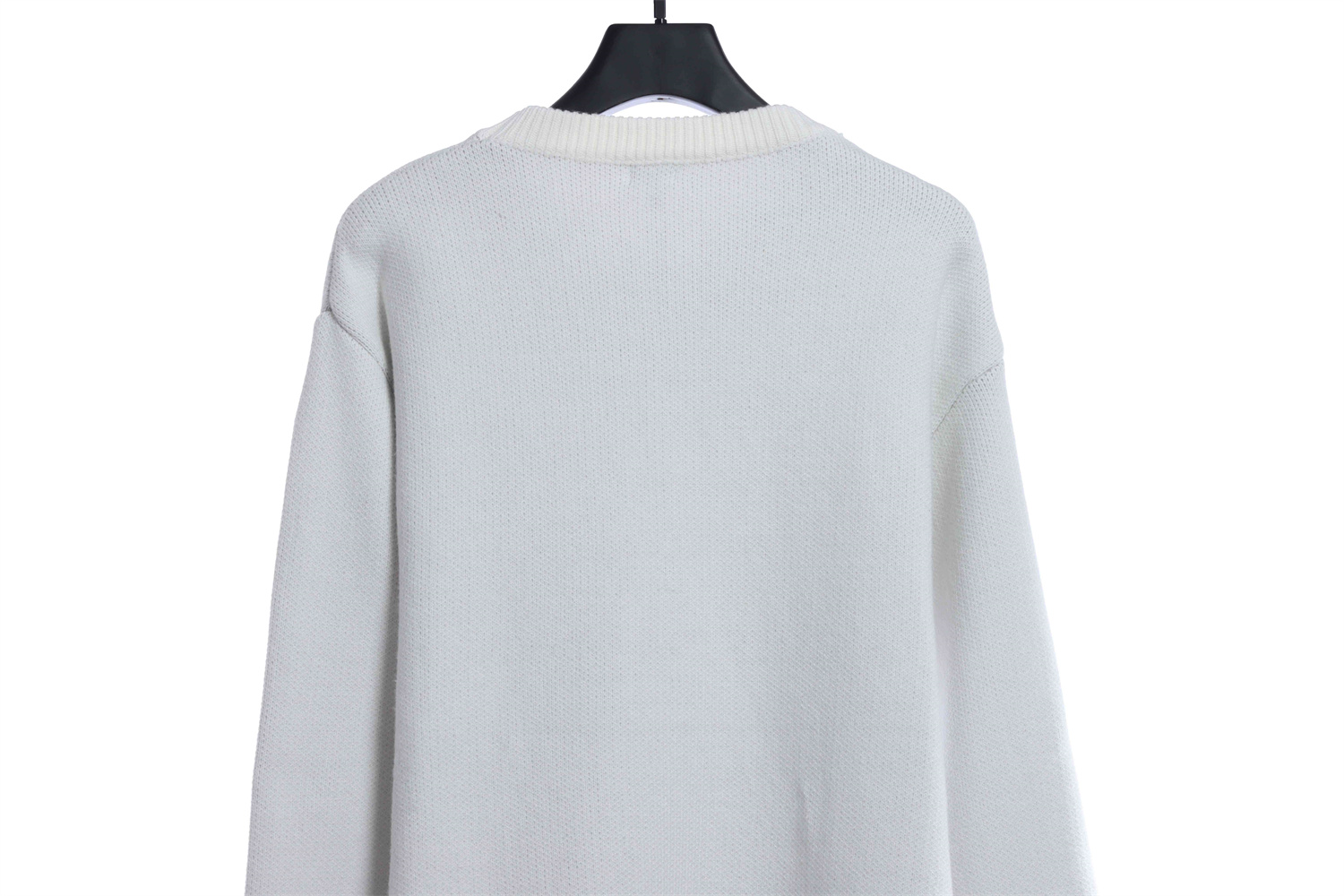 Loevve 22FW pocket four-leaf clover jacquard crew neck sweater