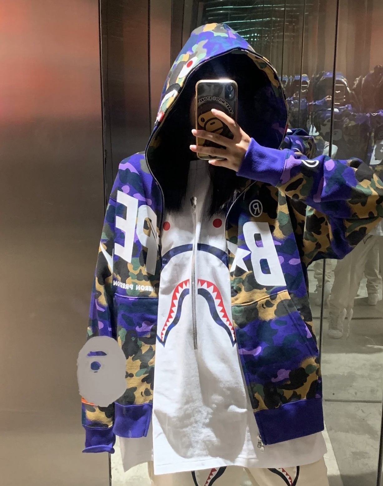 BAPExHP Joint Purple Shark Zipper Hoodie