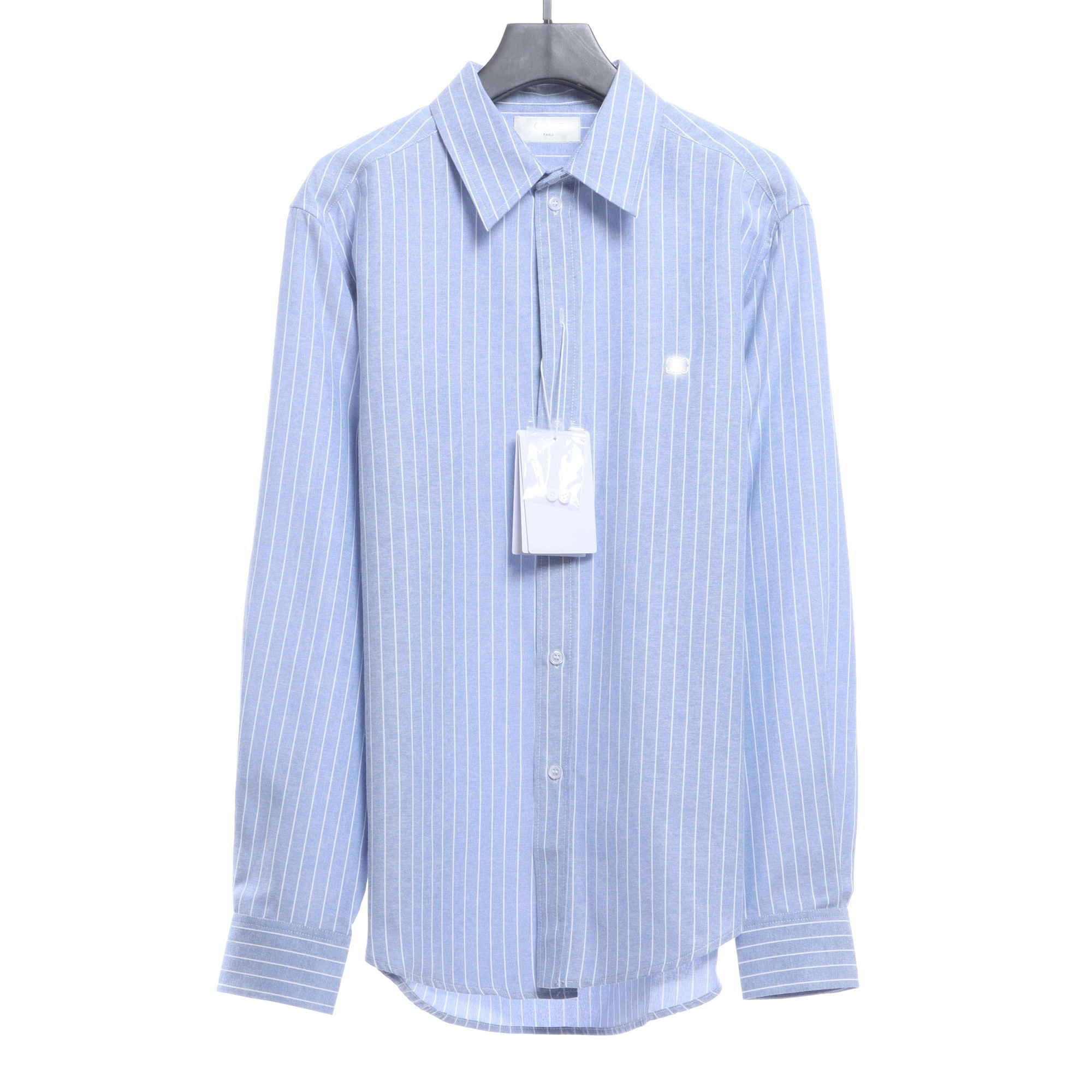 C3 Small Embroidered Vertical Stripe Long Sleeve Shirt