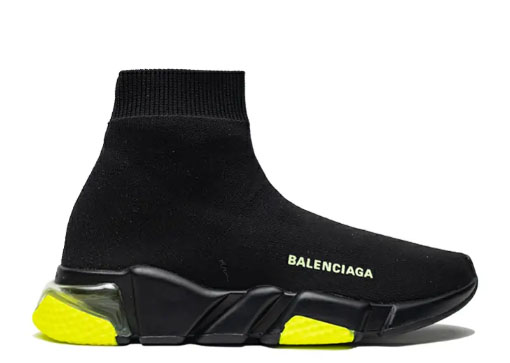Balenciag* Speed Trainer ‘Clear Sole – Black Yellow Fluo’