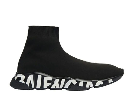 Balenciag* Speed Graffiti Trainers Black White