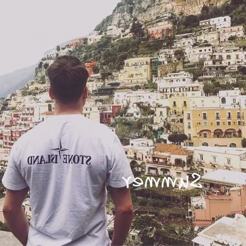 Stone island cross logo printing short sleeves