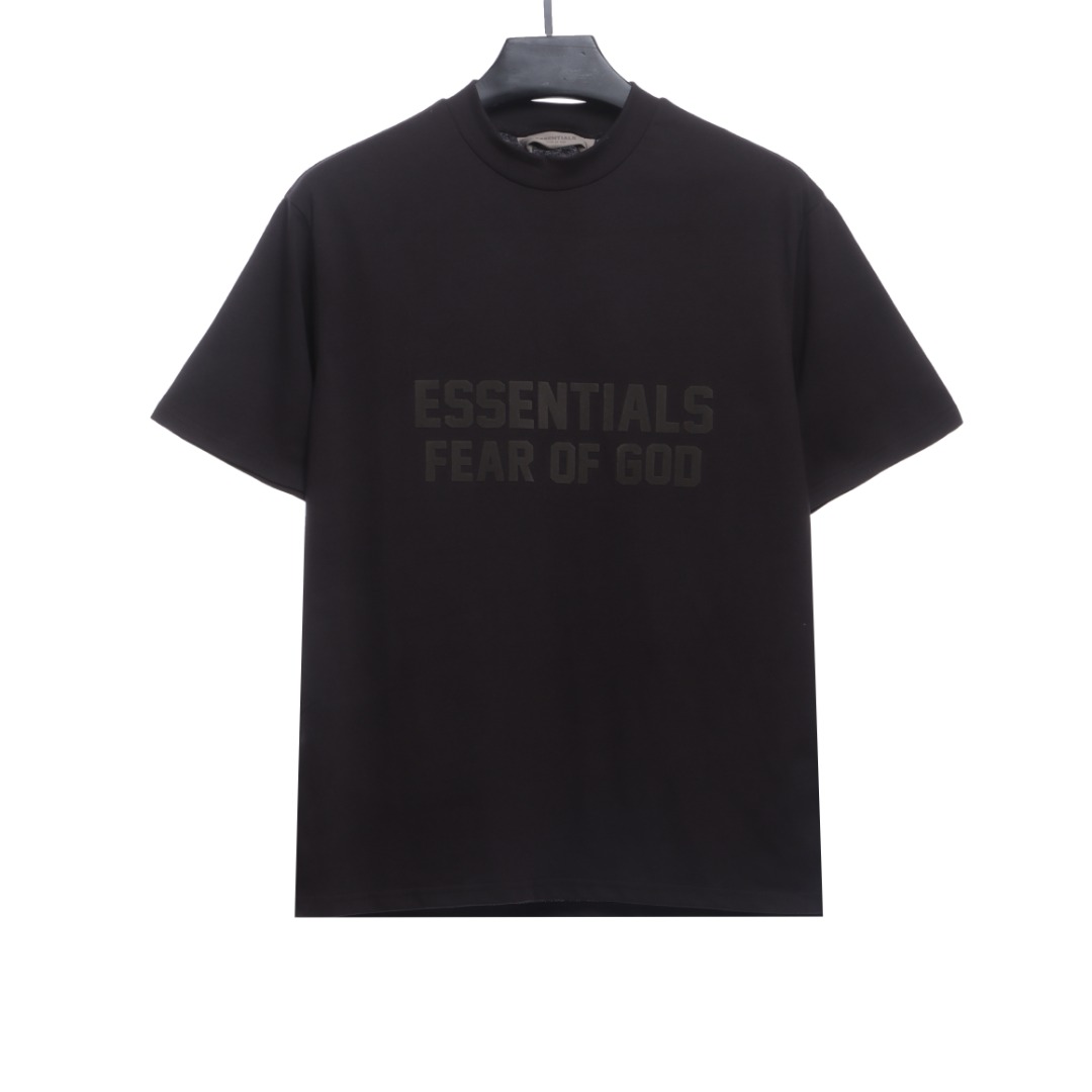 Essenti@ls Double line double row large letter flocking short sleeves