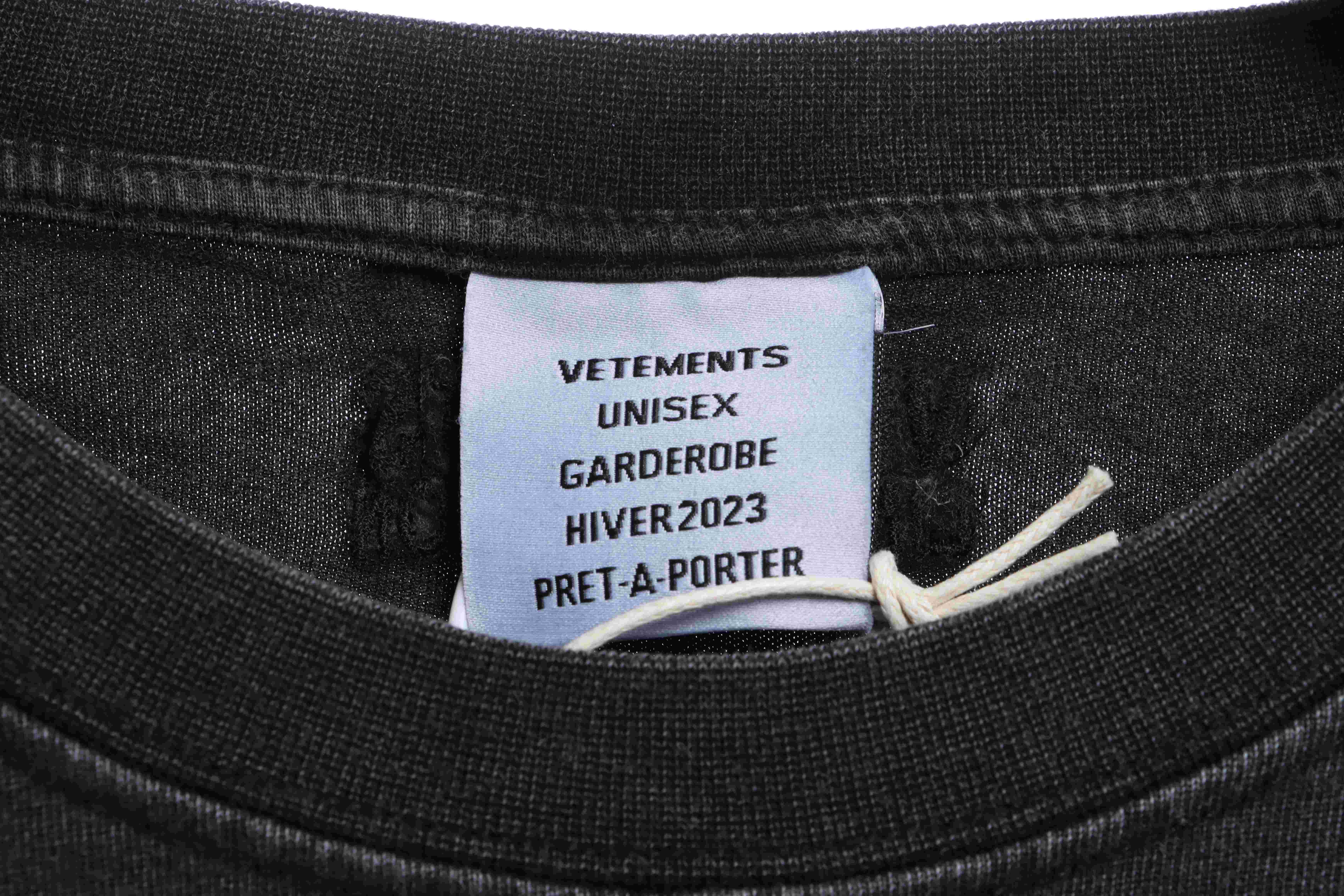 Vetements 23SS Washed Letter Embroidered Short Sleeve T-Shirt