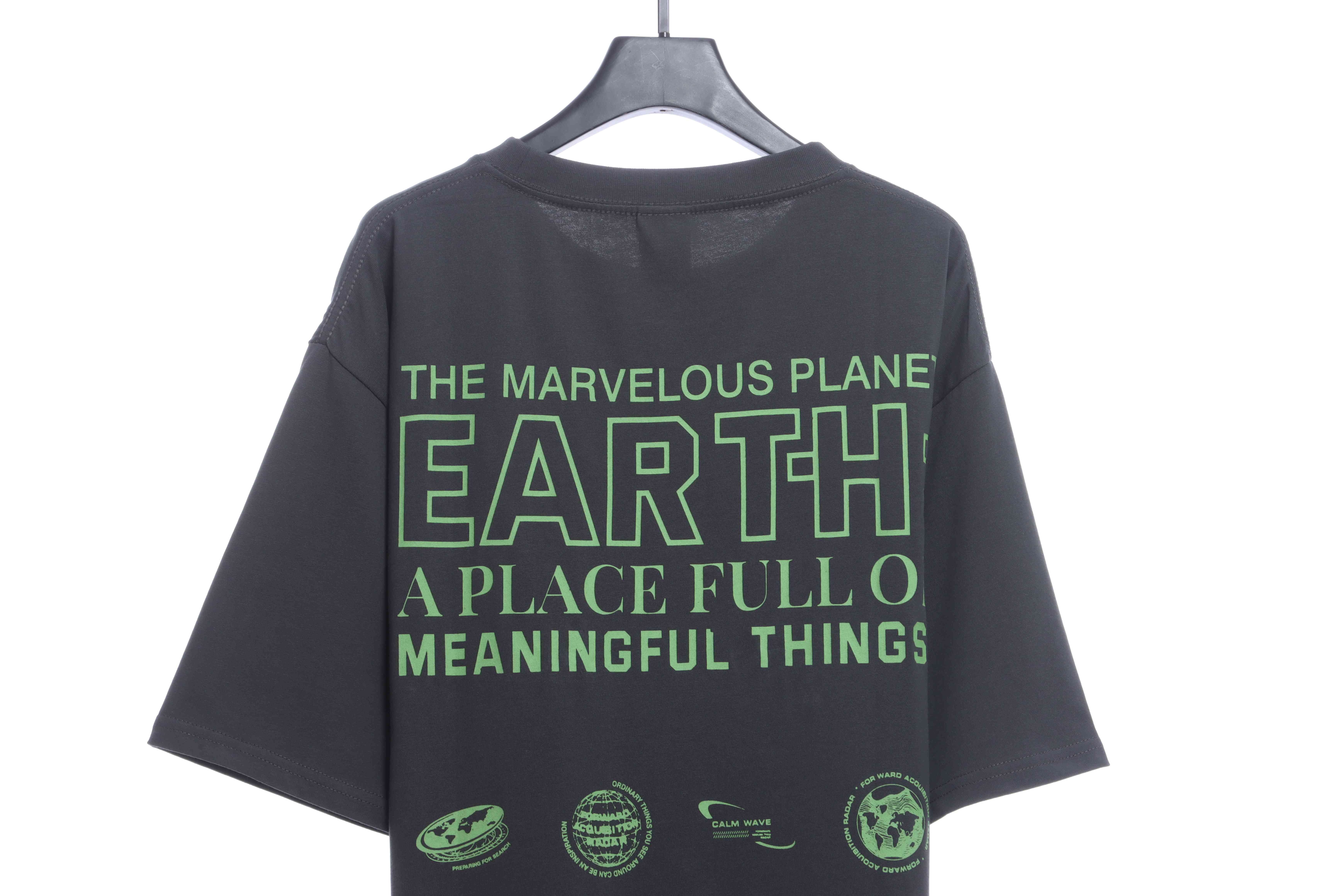 FAR.ARCHIVE Green Letter Print Short Sleeve T-Shirt