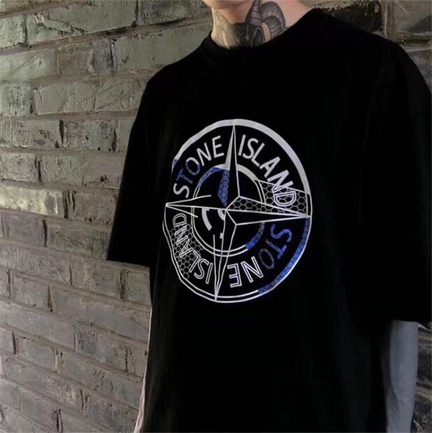 Stone Island Grid Compass Print Short Sleeve