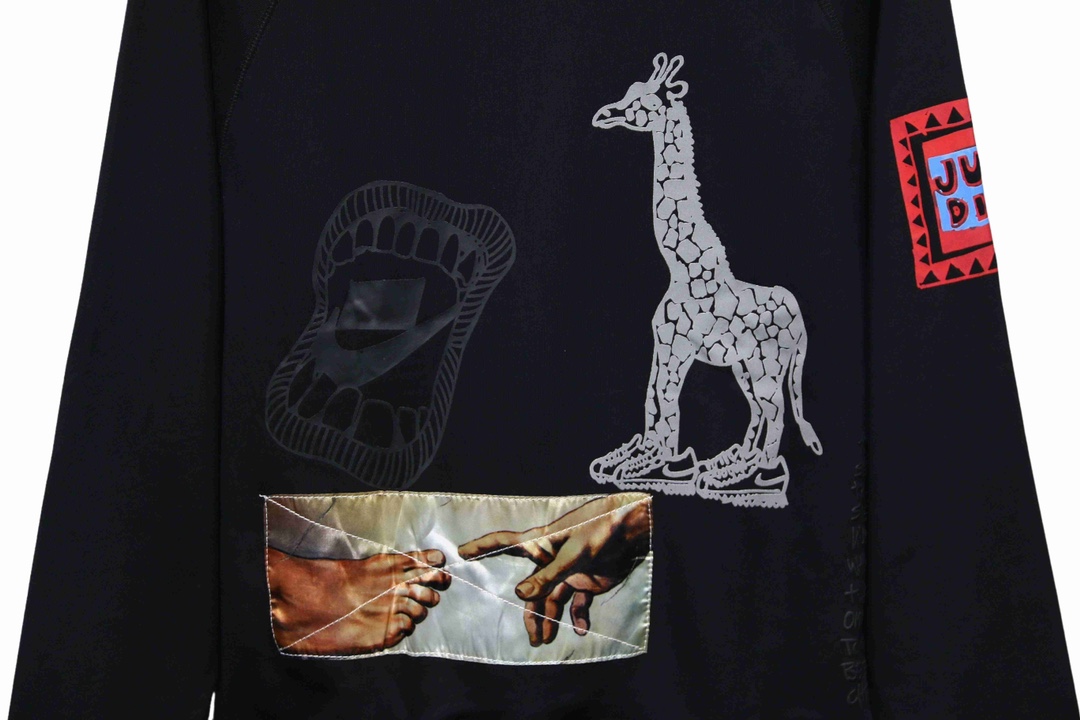 NK 3M reflective graffiti print giraffe sweater pullover