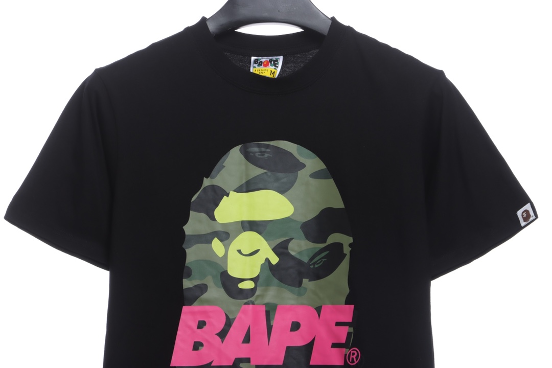 BAPE camouflage ape head pattern hit color letter printing short sleeves