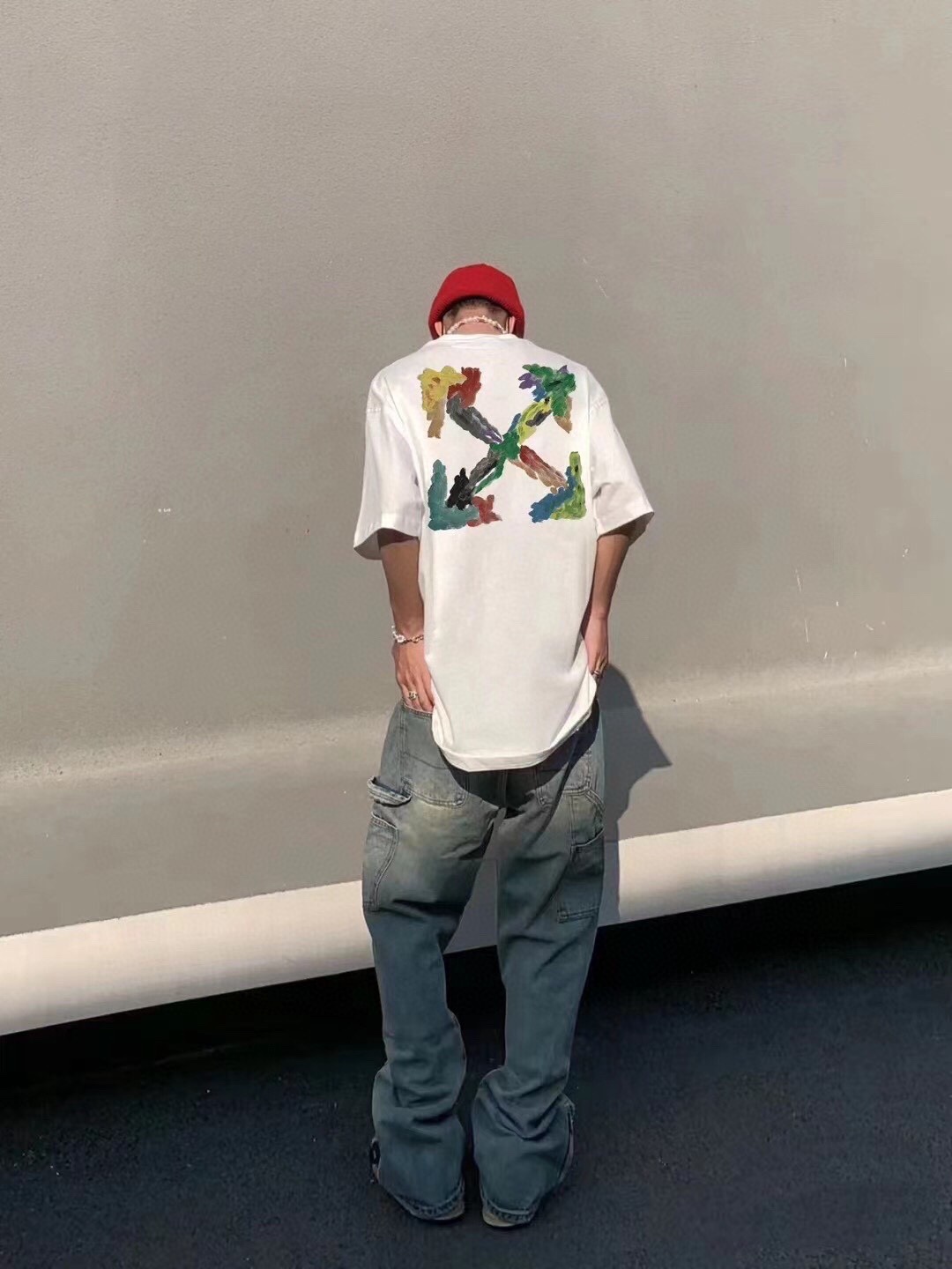 OW Environmental Protection Ink hand-painted graffiti short sleeves