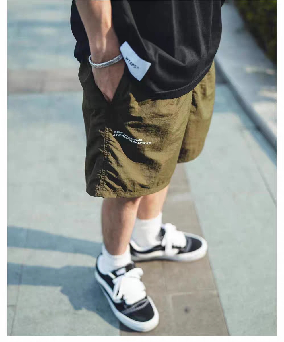 WT@PS Japanese nylon quick-drying rope casual loose beach shorts