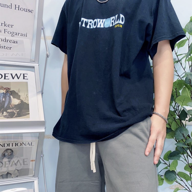 Travis Scott Cactus Jack Astroworld portrait printing short sleeves