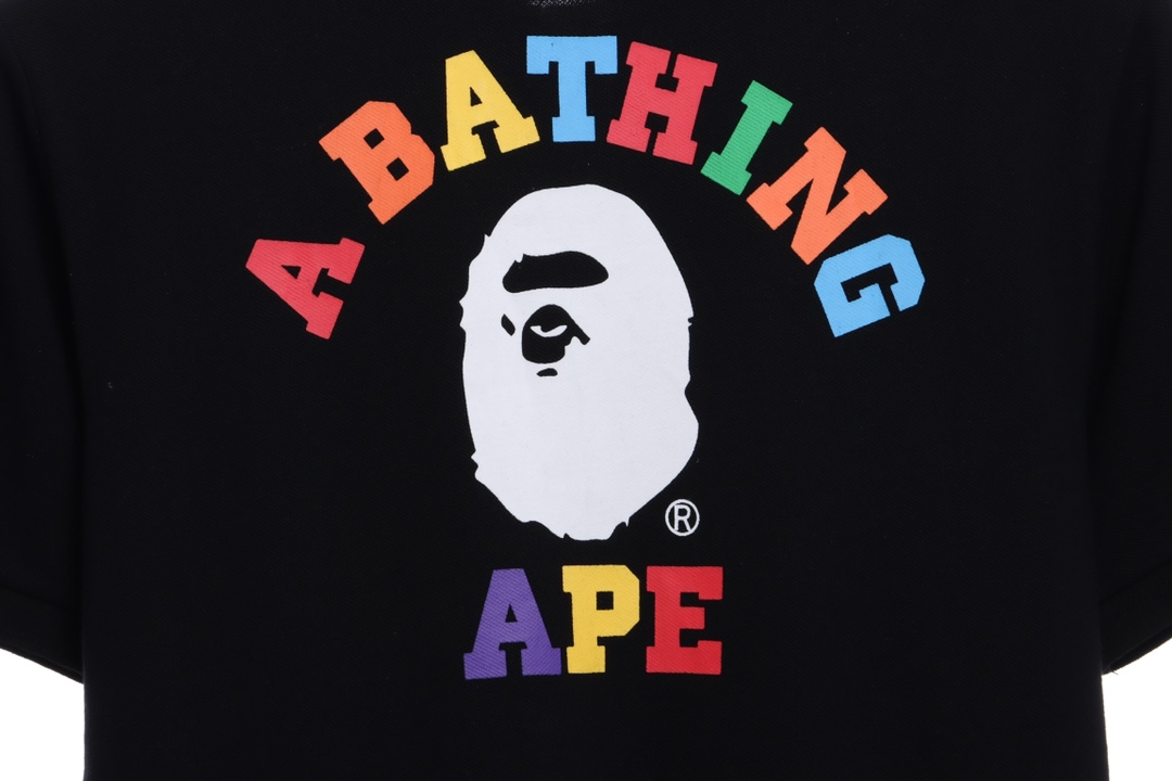 BAPE back colorful letter printing POLO short sleeves