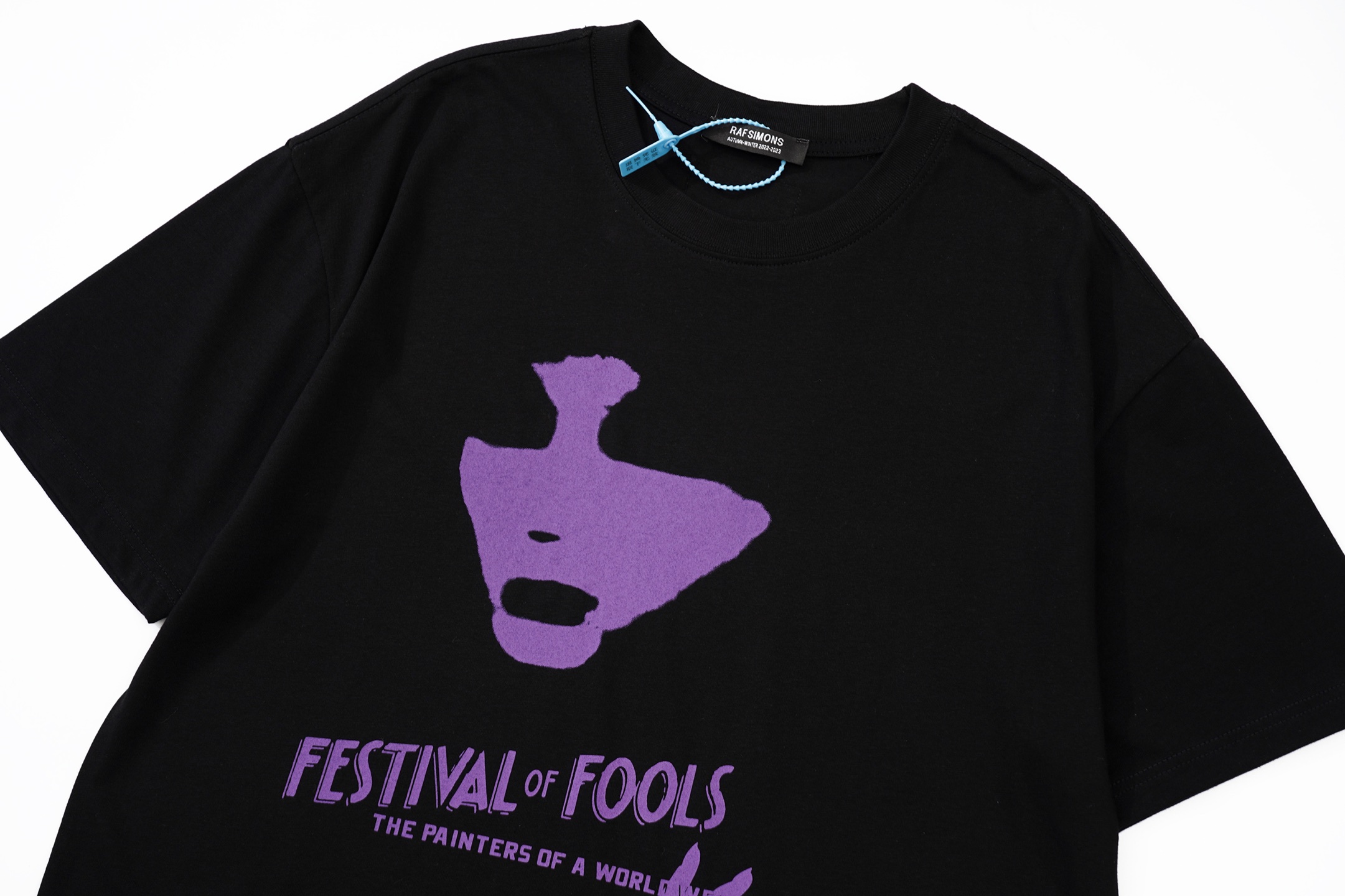 RAF SIMONS Girl portrait slogan print short-sleeved T-shirt black