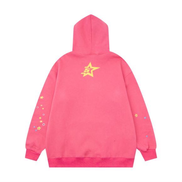 Sp5der Logo Pullover Hoodie Pink Suits