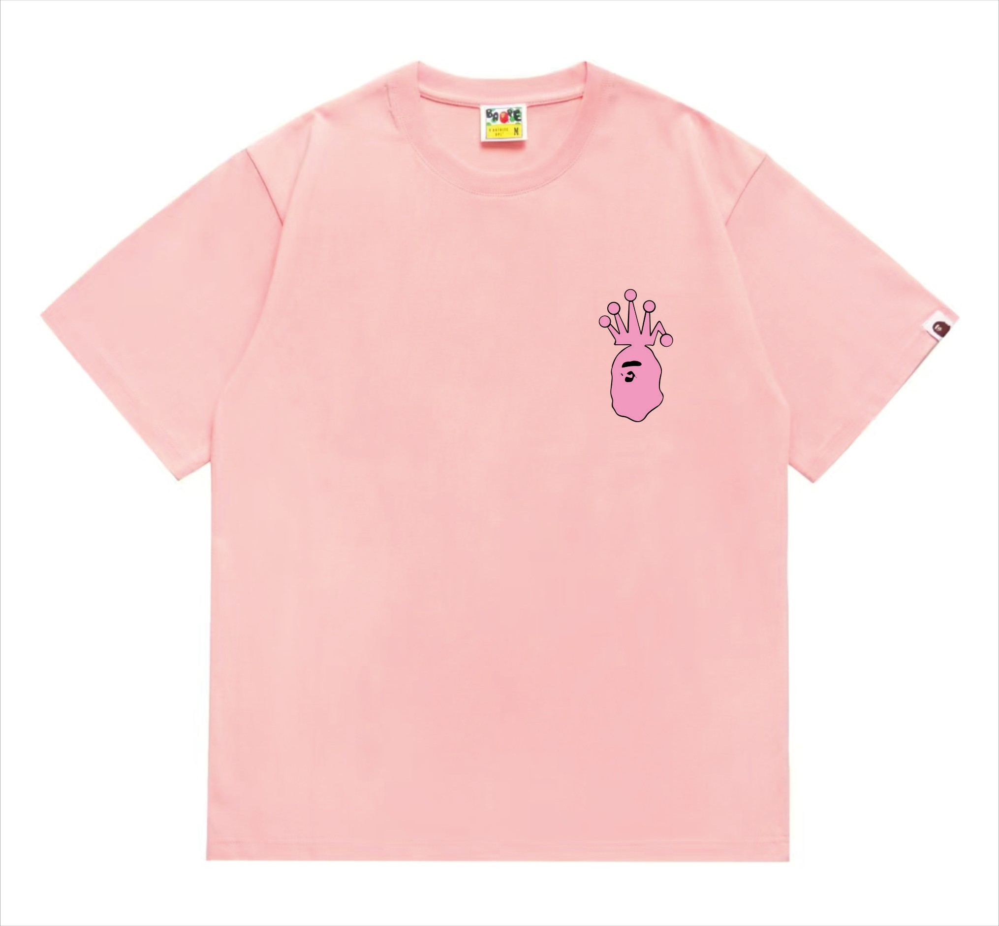 BAPE×Stuss! Pink Color logo lettering Tee