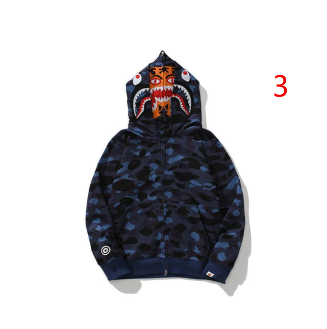 Bape Camo Tiger Shark Wide Full Zip Double Hoodie