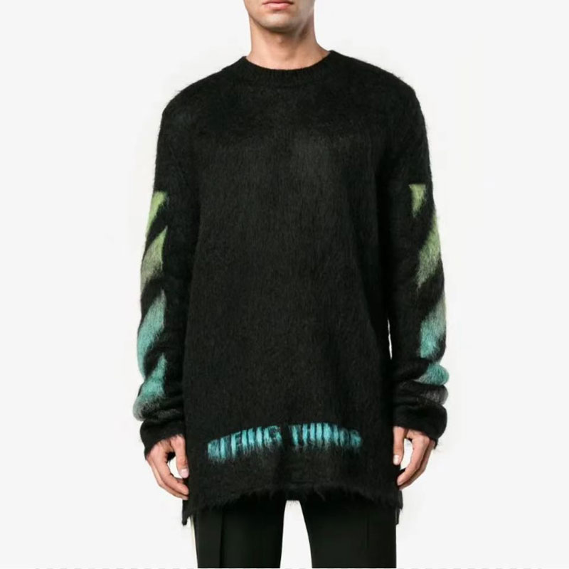 Off White black and red color-block long-sleeve sweater