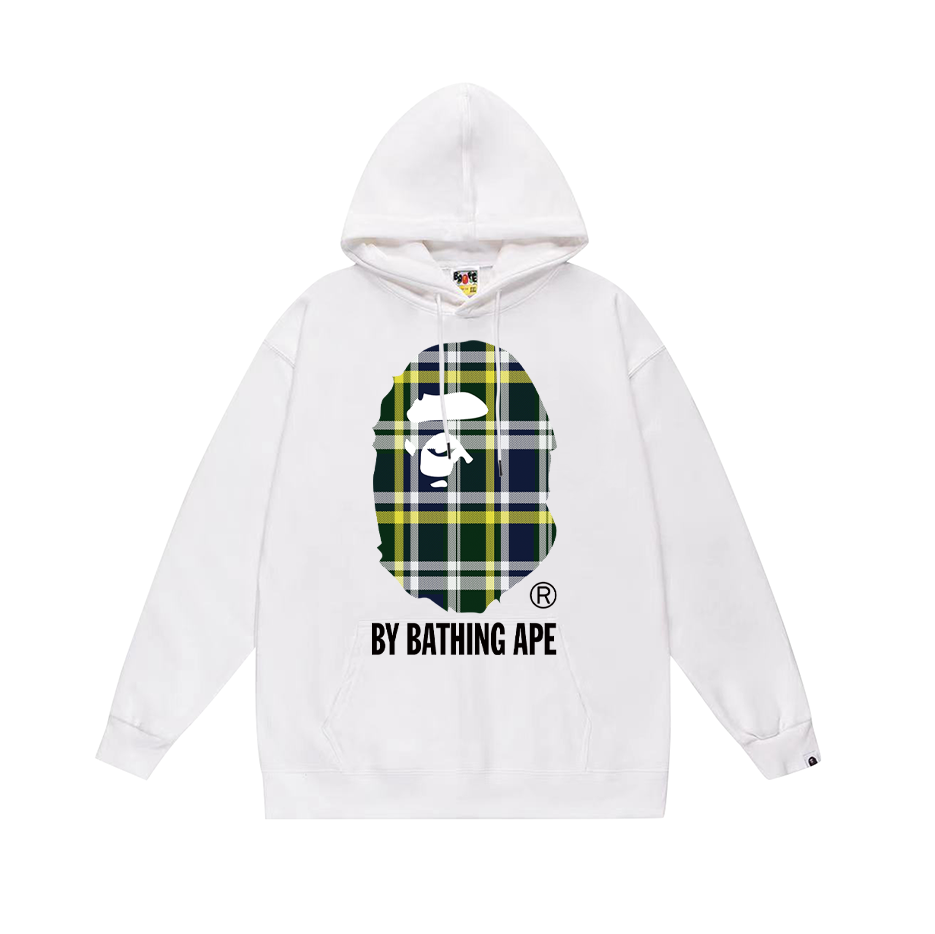 BAPE plaid Ape Head logo hoodie