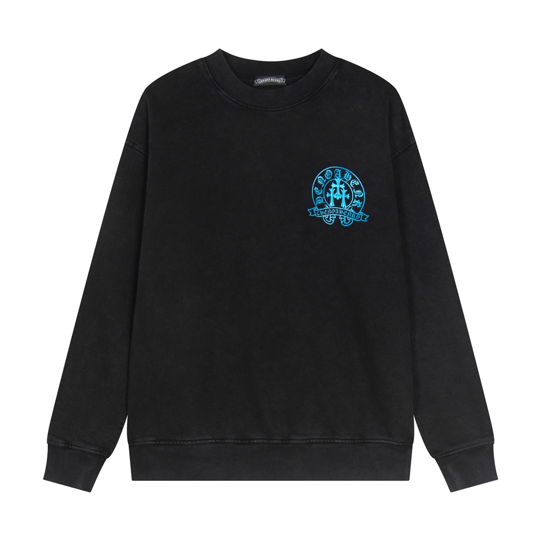 Chrome Hearts latest basic crewneck sweatshirt Black/Blue