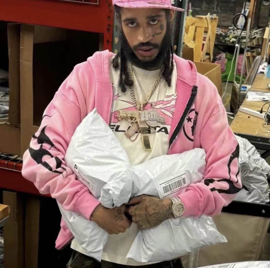 Hell$tar Studios vintage washed hoodie Pink
