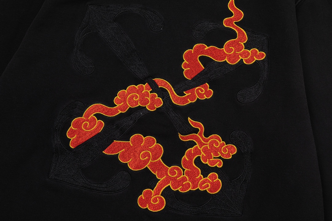 Off-White 24SS new embroidered cloud and dragon washed hoodie