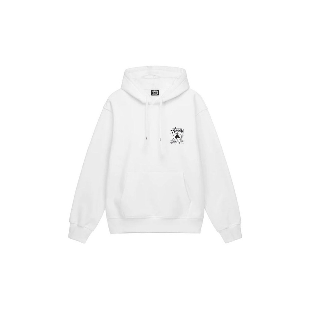 Stu$$y SS24 Casual Lettering Round Neck Skull Graphic Printed Crewneck Hoodie