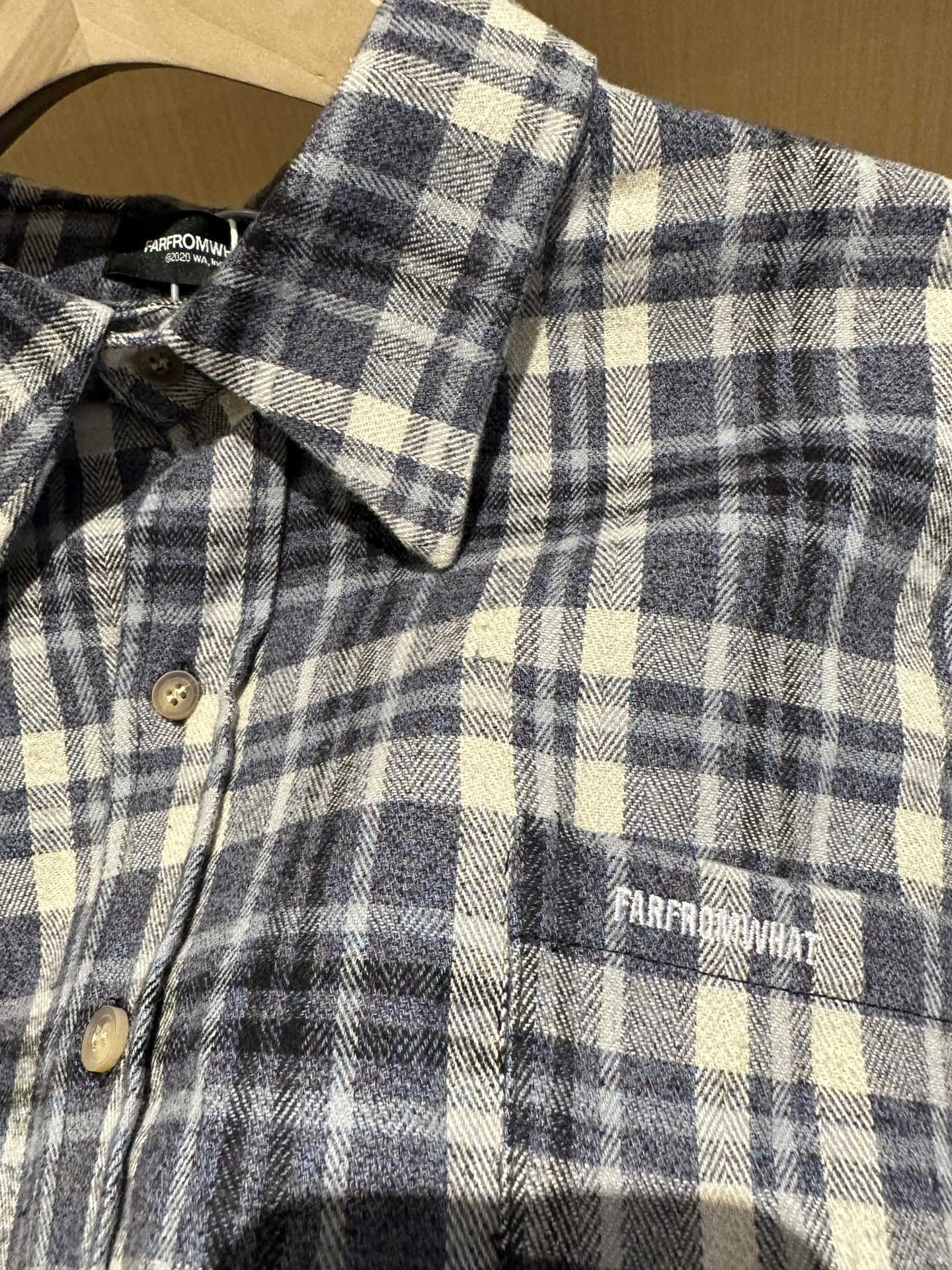 Far Archive Flannel Tassel Blue Plaid Shirt