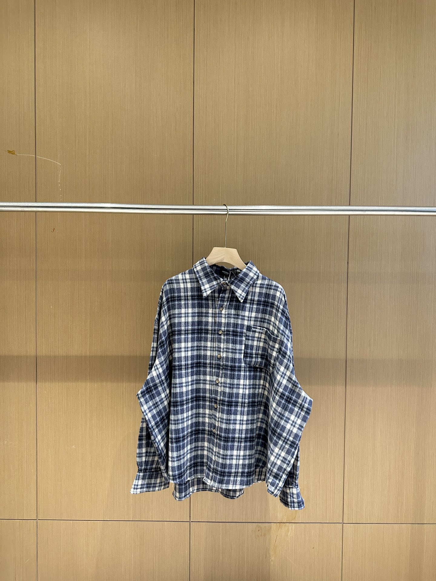 Far Archive Flannel Tassel Blue Plaid Shirt
