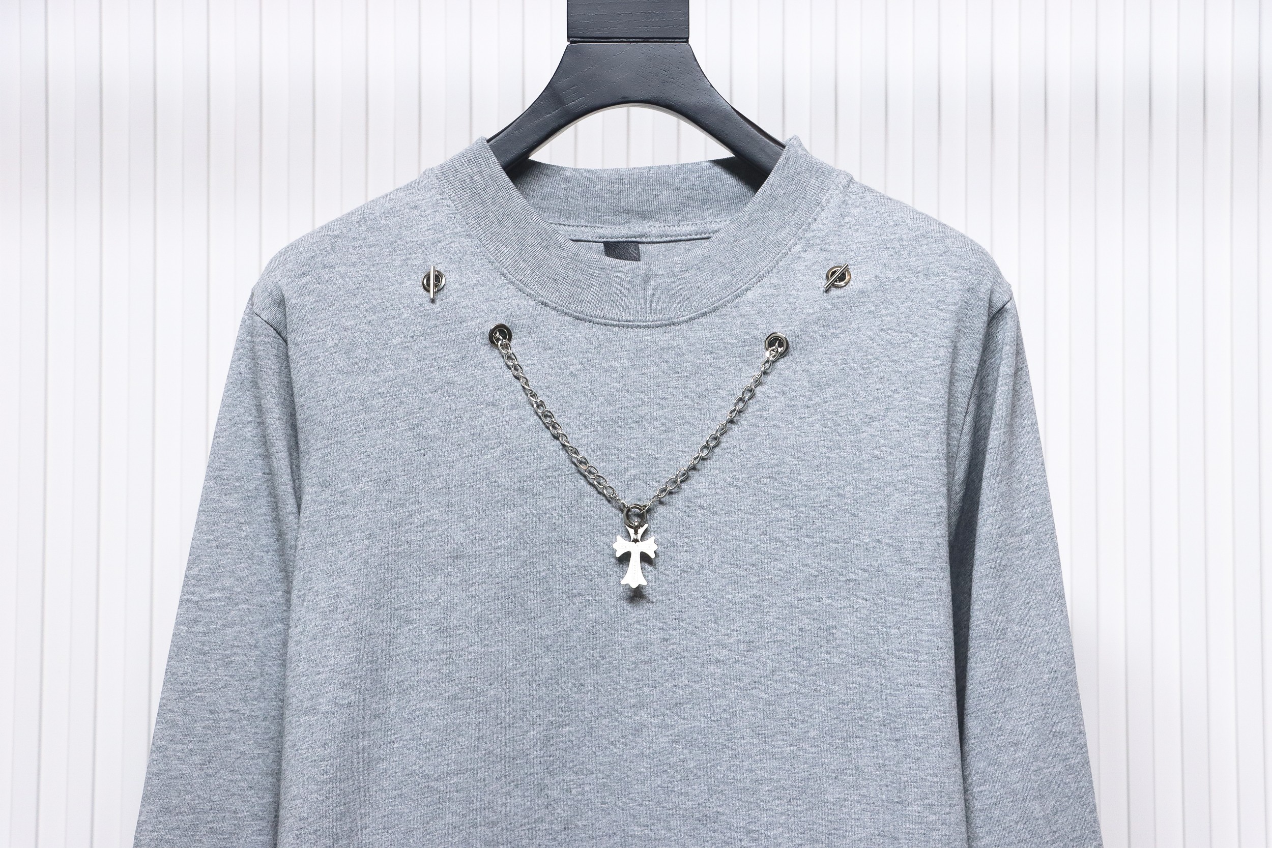 Chorme Heart Cross pendant Long Sleeve T-Shirt